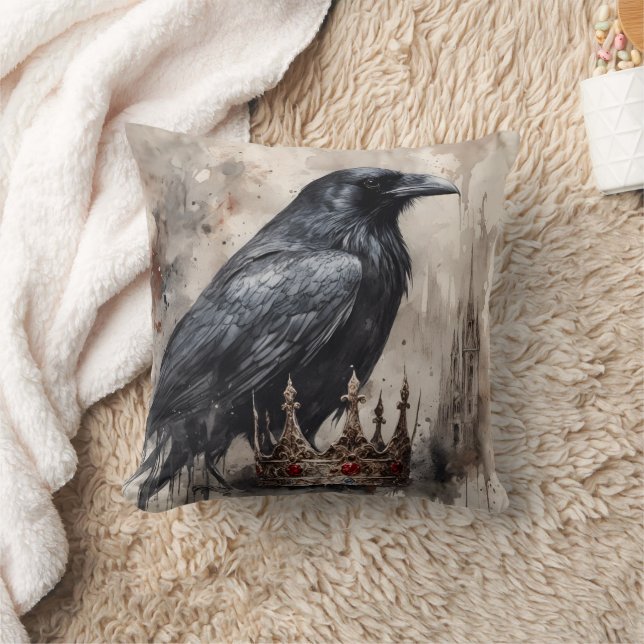  Gotische Halloween Grote Zwarte Raven Bird Kussen (Deken)