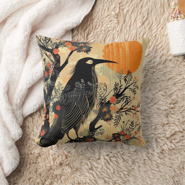  Gotische Halloween Grote Zwarte Raven Bird Kussen (Deken)