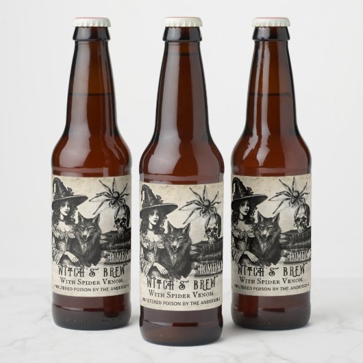 Gotische Halloween heks brouwsel schedel gif Bier Etiket (Flessen)