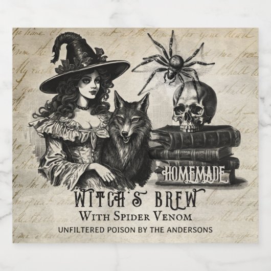 Gotische Halloween heks brouwsel schedel gif Bier Etiket (Enkel label)