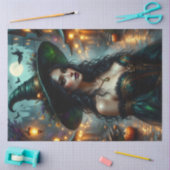 Gotische Halloween-heks met pompoenen en maanlicht Tissuepapier (Craft)
