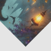 Gotische Halloween-heks met pompoenen en maanlicht Tissuepapier (Detail)