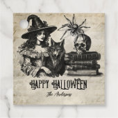 Gotische Halloween heks schedel spin wolf Bedankjes Labels (Voorkant)