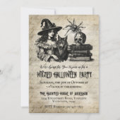 Gotische Halloween heks schedel spin wolf Kaart (Voorkant)