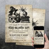 Gotische Halloween heks schedel spin wolf Kaart