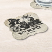 Gotische Halloween heks schedel spin wolf Kartonnen Onderzetters (Gekanteld)