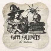 Gotische Halloween heks schedel spin wolf Kartonnen Onderzetters (Voorkant)