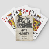 Gotische Halloween heks schedel spin wolf Pokerkaarten (Achterkant)