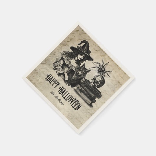 Gotische Halloween heks schedel spin wolf Servet (Hoek)