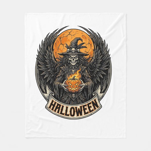 Gotische Halloween Heks Vintage Fleece Deken (Voorkant)