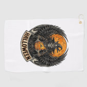 Gotische Halloween Heks Vintage Golfhanddoek (Horizontaal)