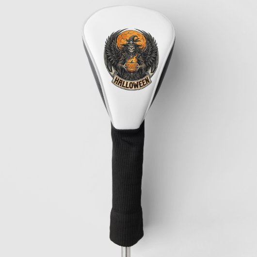 Gotische Halloween Heks Vintage Golfheadcover (Voorkant)