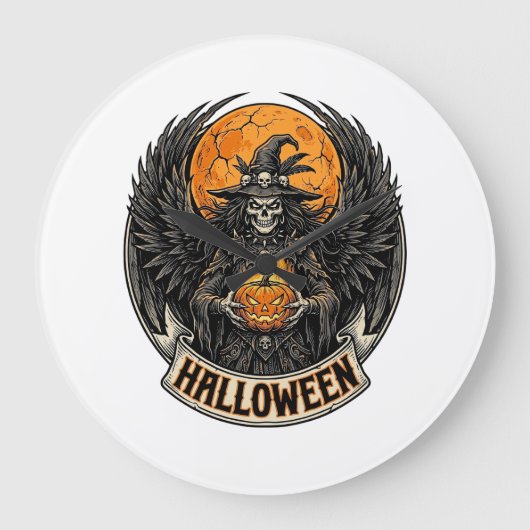Gotische Halloween Heks Vintage Grote Klok (Voorkant)