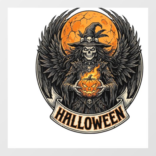 Gotische Halloween Heks Vintage Raamsticker (Vel)