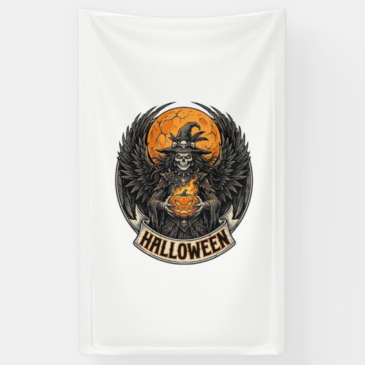 Gotische Halloween Heks Vintage Spandoek (Verticaal)