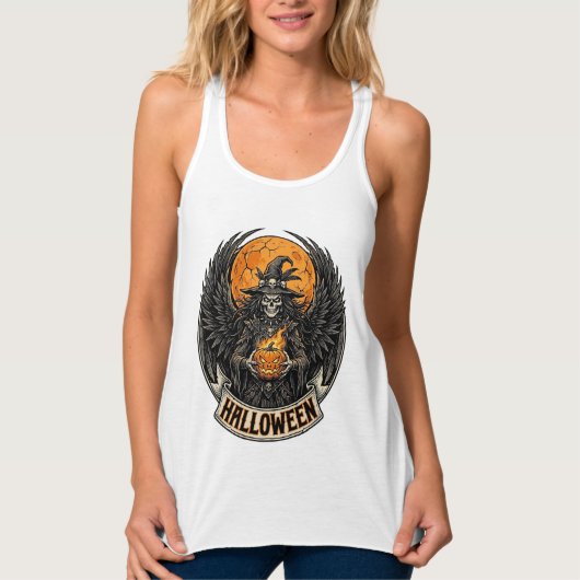 Gotische Halloween Heks Vintage Tanktop (Voorkant)