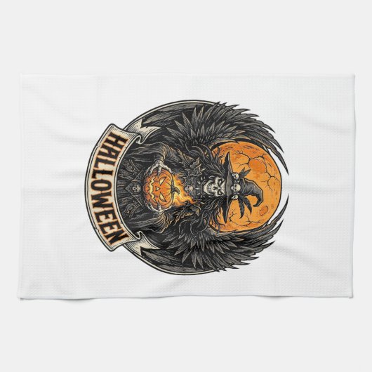 Gotische Halloween Heks Vintage Theedoek (Horizontaal)