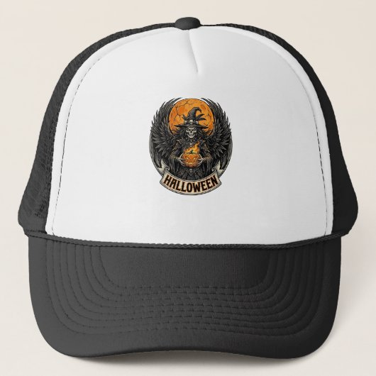 Gotische Halloween Heks Vintage Trucker Pet (Voorkant)