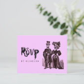 Gotische Halloween-huwelijk RSVP Briefkaart (Staand voorkant)