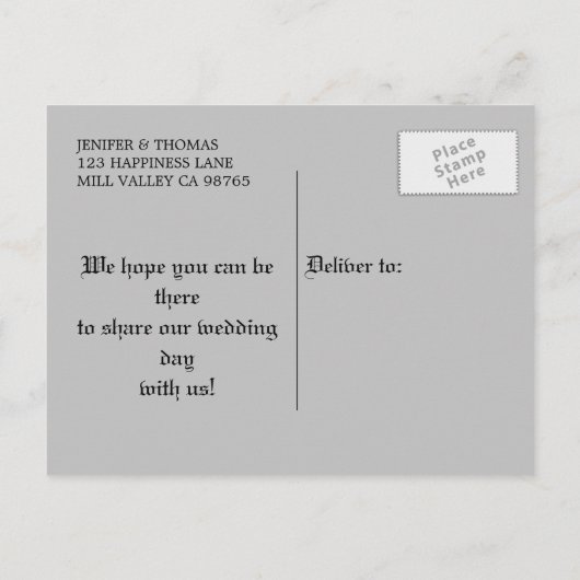 Gotische Halloween-huwelijksuitnodiging Aankondigingskaart (Achterkant)