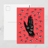Gotische Halloween kunst - Zwarte Hand Spooky Ogen Briefkaart (Voorkant / Achterkant)