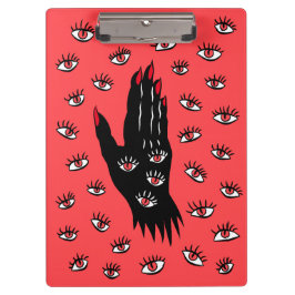Gotische Halloween kunst - Zwarte Hand Spooky Ogen Klembord