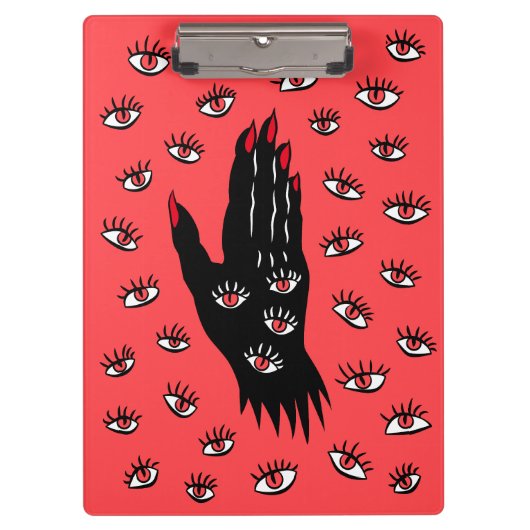 Gotische Halloween kunst - Zwarte Hand Spooky Ogen Klembord (Voorkant)