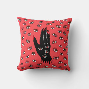 Gotische Halloween kunst - Zwarte Hand Spooky Ogen Kussen