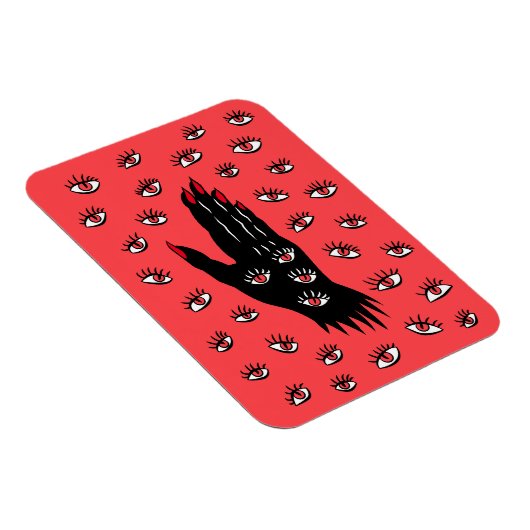 Gotische Halloween kunst - Zwarte Hand Spooky Ogen Magneet (Rechterzijde)