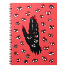 Gotische Halloween kunst - Zwarte Hand Spooky Ogen Notitieboek