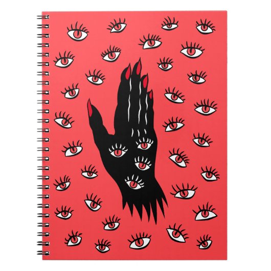 Gotische Halloween kunst - Zwarte Hand Spooky Ogen Notitieboek (Voorkant)