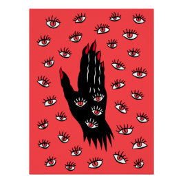 Gotische Halloween kunst - Zwarte Hand Spooky Ogen Perfect Poster