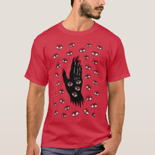 Gotische Halloween kunst - Zwarte Hand Spooky Ogen T-shirt