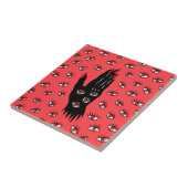 Gotische Halloween kunst - Zwarte Hand Spooky Ogen Tegeltje (Zijkant)