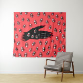 Gotische Halloween kunst - Zwarte Hand Spooky Ogen Wandkleed (In Situ (horizontaal))