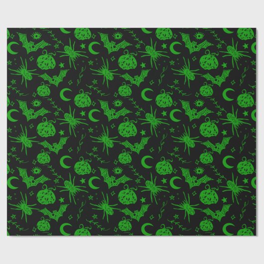 Gotische Halloween Magic Green Cadeaupapier (Vlak)