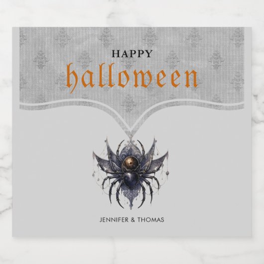 Gotische Halloween partij damast patroon Bier Etiket (Enkel label)