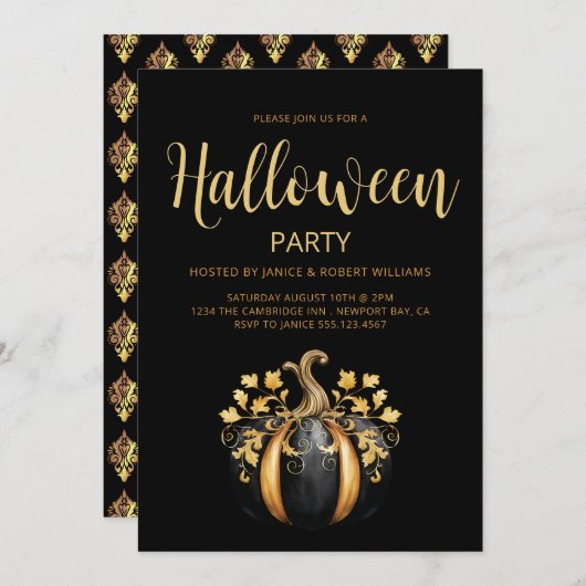 Gotische Halloween Party pompoen uitnodiging (Voorkant / Achterkant)