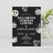 Gotische Halloween Pompoen Carving & Kostuum Party Kaart (Staand voorkant)