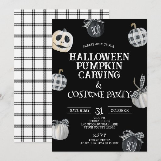 Gotische Halloween Pompoen Carving & Kostuum Party Kaart (Voorkant / Achterkant)
