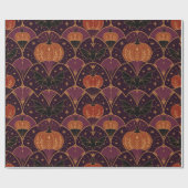Gotische Halloween Pompoen & Vleermuis Damast Cadeaupapier (Vlak)