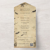 Gotische Halloween QR-code All In One Uitnodiging (Binnen)