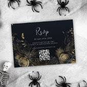 Gotische Halloween QR Code Bruiloft RSVP Kaartje