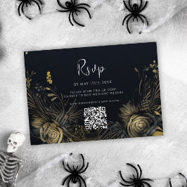 Gotische Halloween QR Code Bruiloft RSVP Kaartje