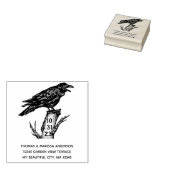 Gotische Halloween Raven Crow gedateerd retouradre Rubberstempel (Gestempeld)