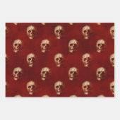 Gotische Halloween: rode strepen, schedels en dama Inpakpapier Vel (Voorkant)
