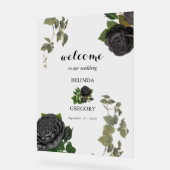 Gotische Halloween Rozen Wit Bruiloft Welkomstbord Acryl Bord (Hoek)