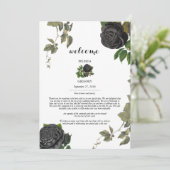 Gotische Halloween Rozen Wit Huwelijksroute Programmakaart (Staand voorkant)