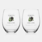 Gotische Halloween Rozen Witte Bruiloft Wijnglas Zonder Voet (Voorkant)