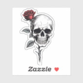 Gotische Halloween schedel en Roos Sticker (Vel)